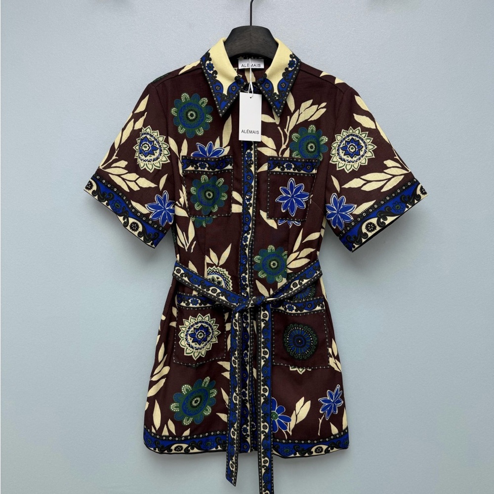 ALEMAIS Jasper Floral-Print Belted Mini Dress - Picture 1 of 8